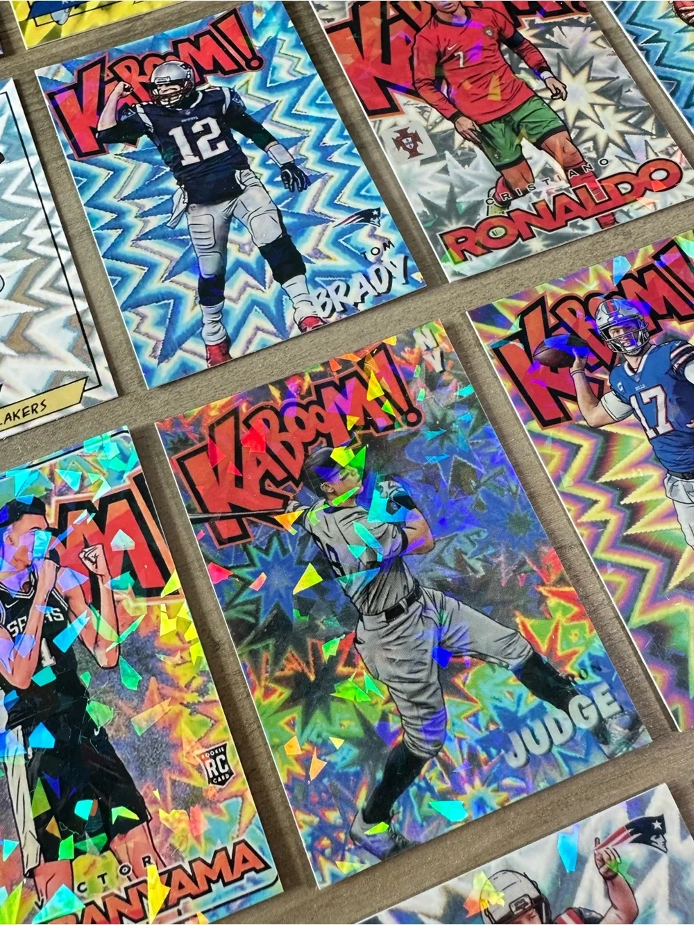 Kaboom Lot of (20) Messi, Kobe, Ohtani, Mahomes, Maye, etc Holo Novelty Cards.
